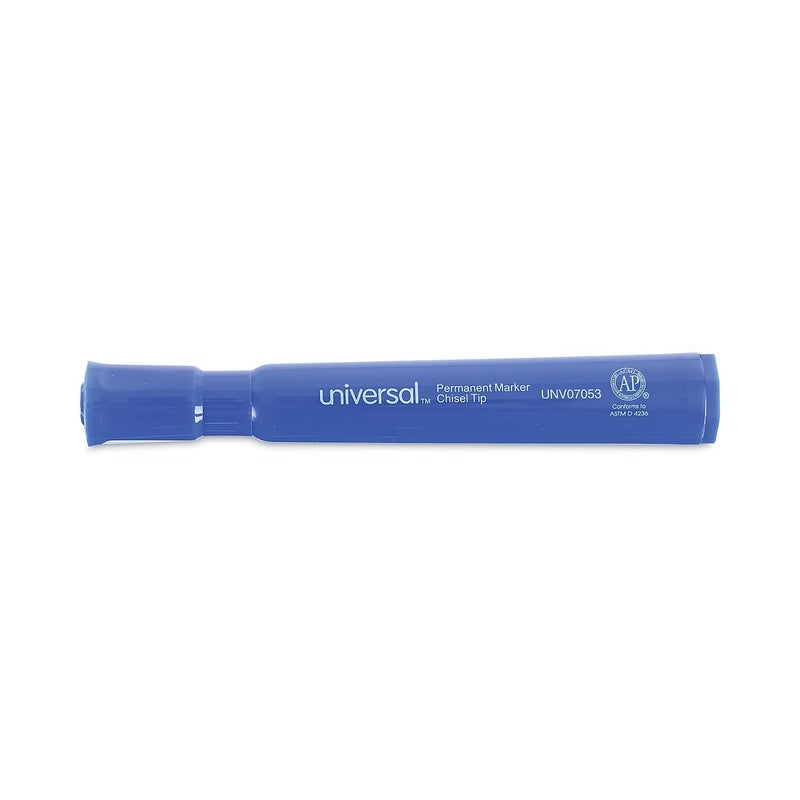 Universal Chisel Tip Permanent Marker, Broad Chisel Tip, Blue, Dozen - Image 3